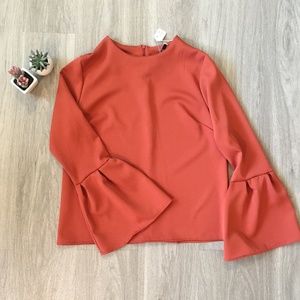 [2Hearts] Bell Sleeve Orange Top Size L NWT